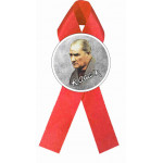 Atatürk İmzalı Fiyonk Rozet Kırmızı